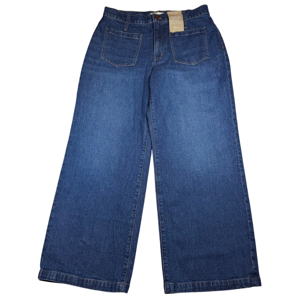 Madewell The Perfect Vintage Wide-Leg Jean 30P Petite High Rise Patch Pocket
